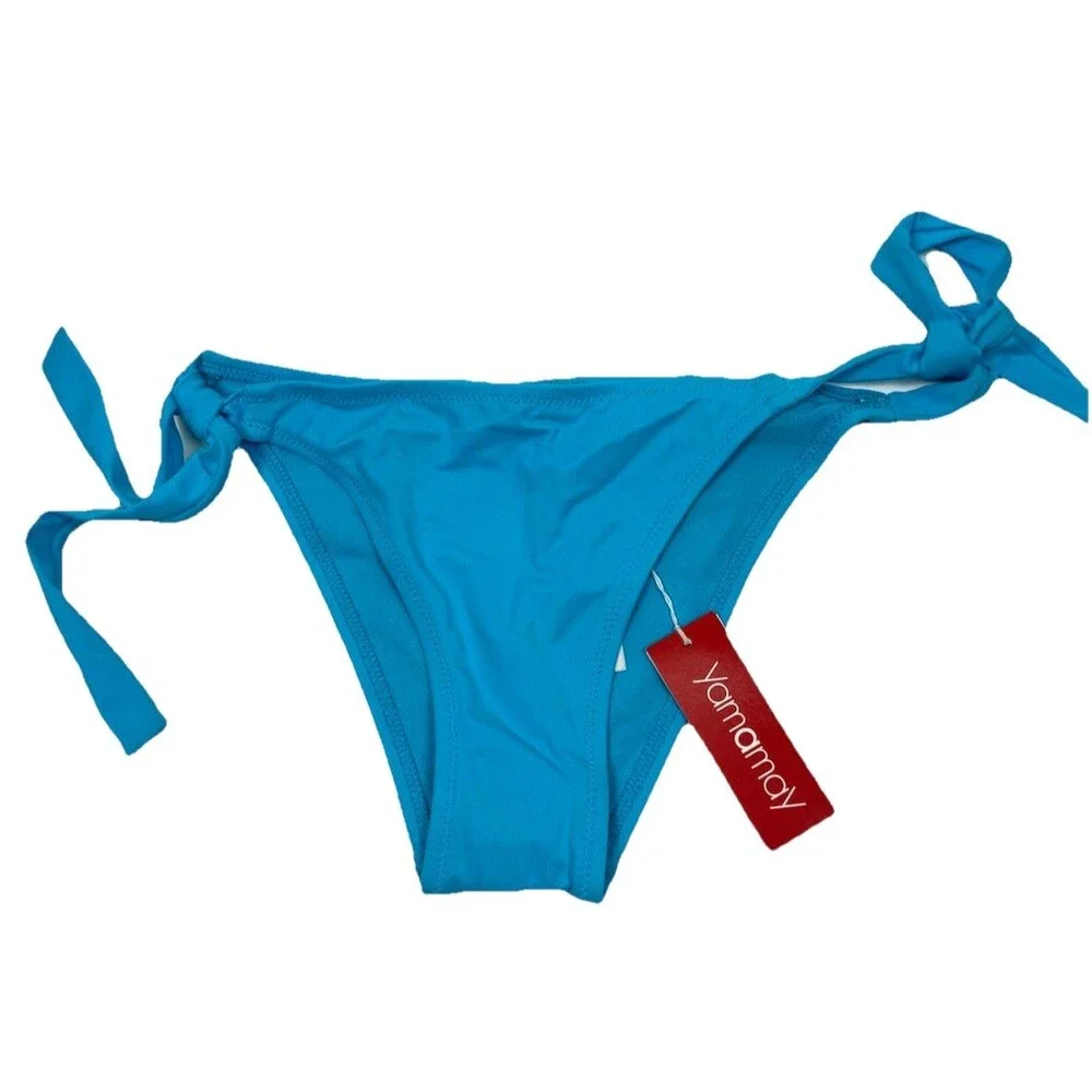 Yamamay Bikini Bottoms Small LOT 2 Side Tie Rainbow Blue‎ UPF Beach Vacation New